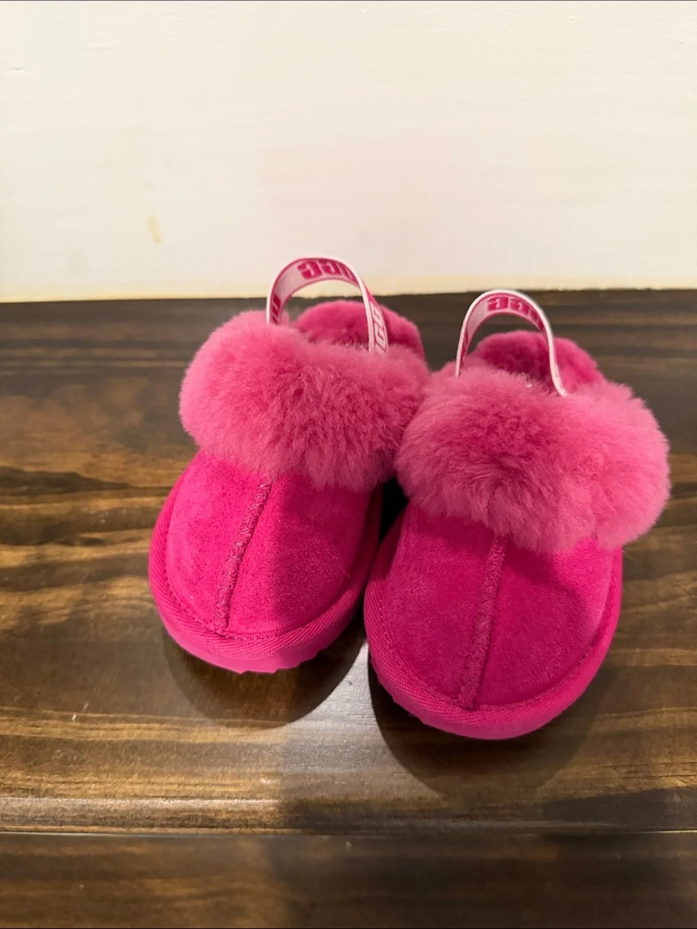 UGG Kids Hot Pink Cozy Shearling Slippers